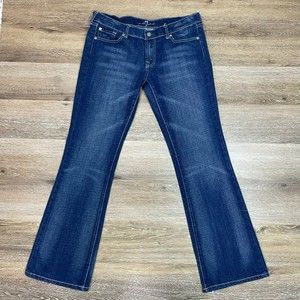 7 For All Mankind Bootcut Jeans Cross Stitched Swarovski Crystal Skull Size 32